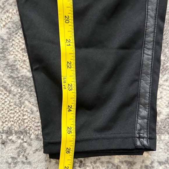 White Birch Black Leggings with Faux Leather Trim, Size 2X - Picture 3 of 8
